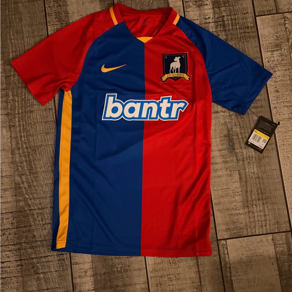 Nike AFC Richmond Soccer Jersey Dri-FIT Blue Red Yellow Bantr Logo Size S